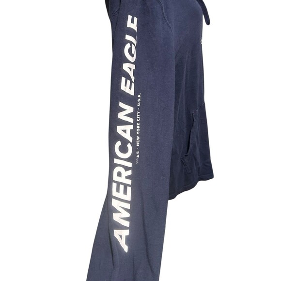 American Eagle Hoodie Sweatshirt Mens Medium Navy Blue USA Drawstring Casual - Picture 3 of 7